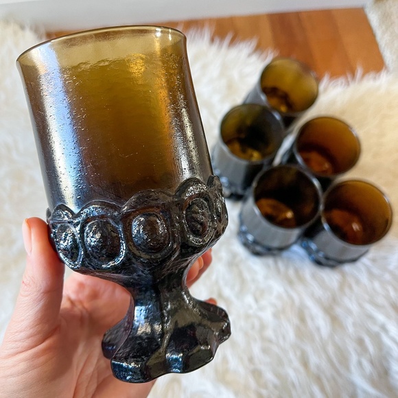 Set of 6 - Franciscan Madeira Smoke Brown Footed Water Glass or Goblet